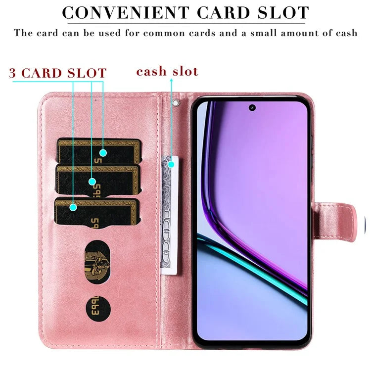 For Realme C67 4G Case Calf Texture Leather Phone Cover Zipper Pocket