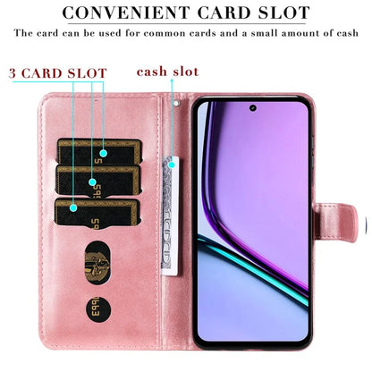 For Realme C67 4G Case Calf Texture Leather Phone Cover Zipper Pocket