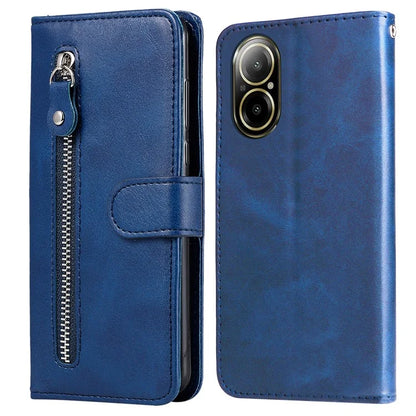 For Realme C67 4G Case Calf Texture Leather Phone Cover Zipper Pocket
