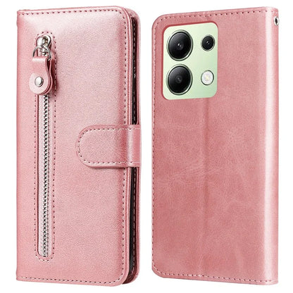 For Xiaomi Redmi Note 13 4G Wallet Case Zipper Pocket PU Leather Phone Cover