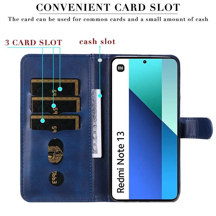For Xiaomi Redmi Note 13 4G Wallet Case Zipper Pocket PU Leather Phone Cover