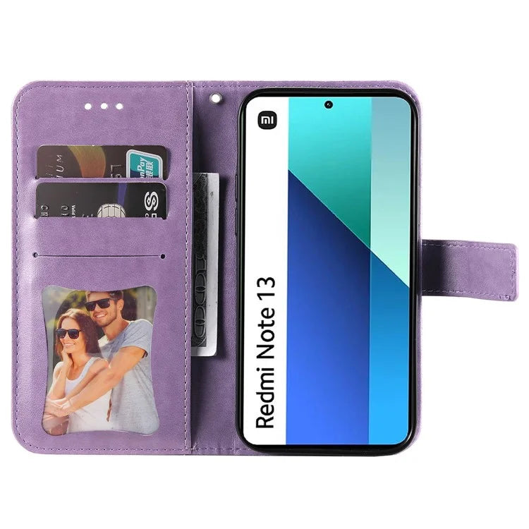 For Xiaomi Redmi Note 13 4G Cover Imprinted PU Leather Flip Stand Phone Case
