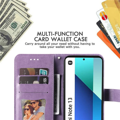 For Xiaomi Redmi Note 13 4G Cover Imprinted PU Leather Flip Stand Phone Case