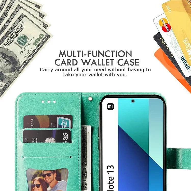 For Xiaomi Redmi Note 13 4G Cover Imprinted PU Leather Flip Stand Phone Case