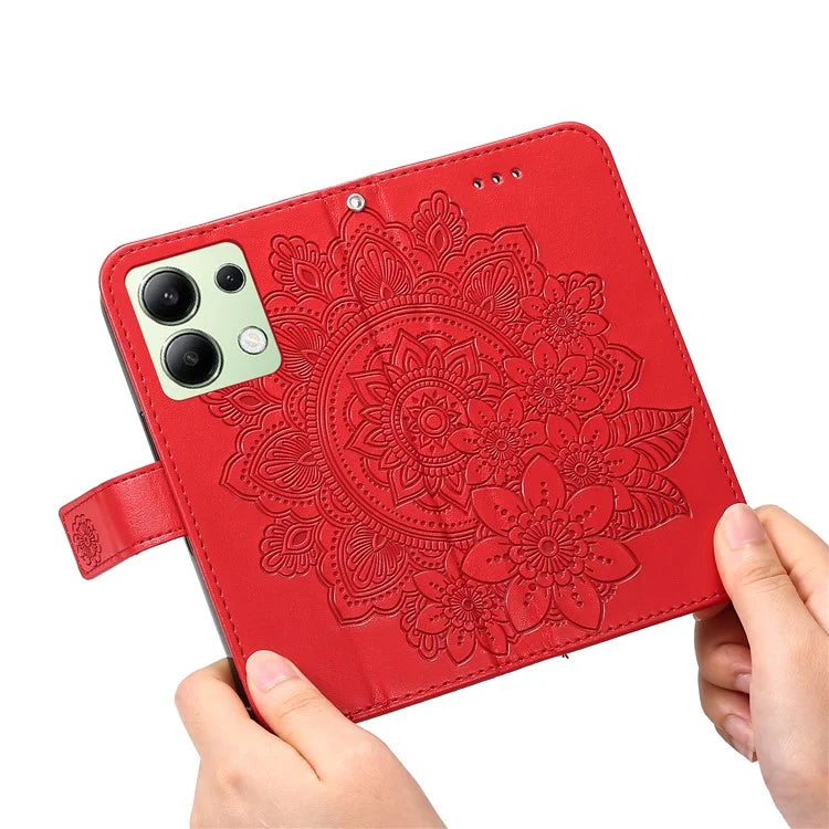 For Xiaomi Redmi Note 13 4G Cover Imprinted PU Leather Flip Stand Phone Case