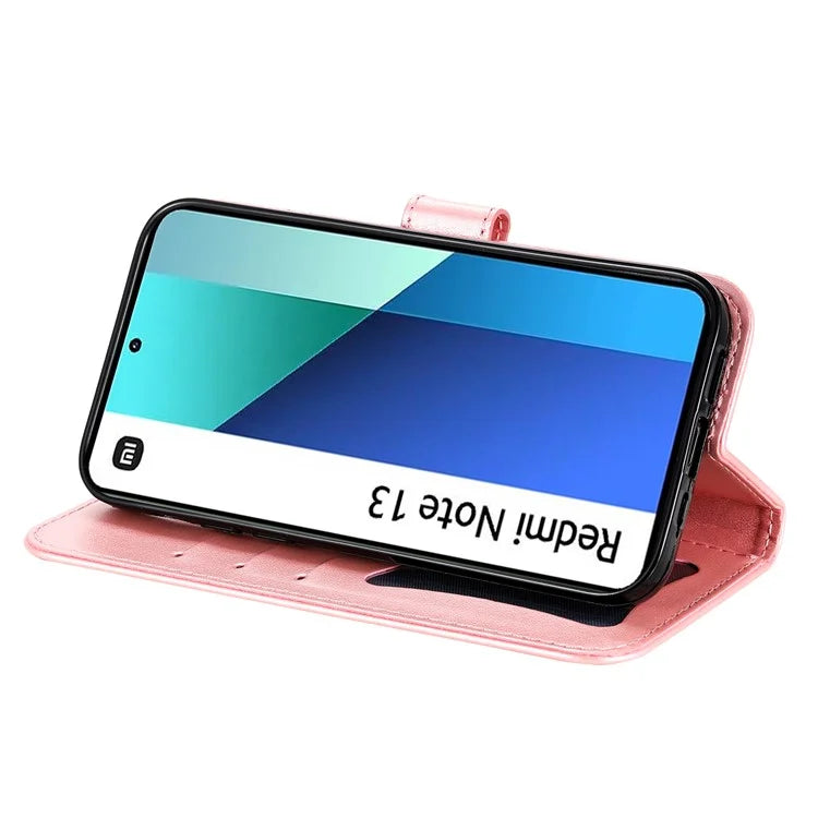 For Xiaomi Redmi Note 13 4G Cover Imprinted PU Leather Flip Stand Phone Case
