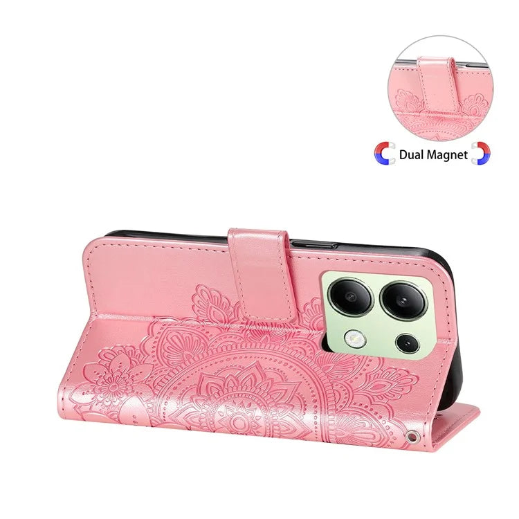 For Xiaomi Redmi Note 13 4G Cover Imprinted PU Leather Flip Stand Phone Case