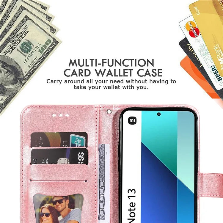 For Xiaomi Redmi Note 13 4G Cover Imprinted PU Leather Flip Stand Phone Case