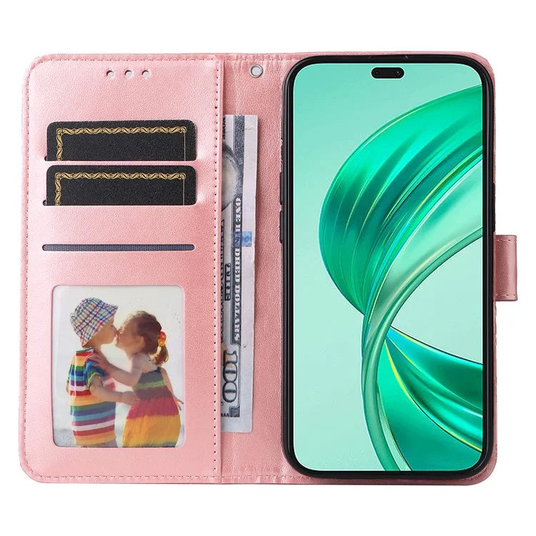 For Honor X8b 4G Wallet Case Imprinted PU Leather Phone Cover