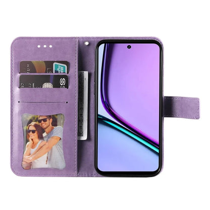 For Realme C67 4G Case Flower Leather Phone Cover with Hand Strap