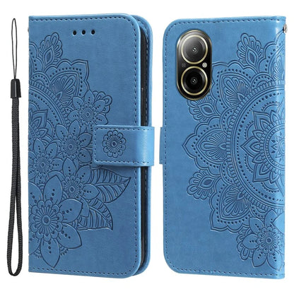 For Realme C67 4G Case Flower Leather Phone Cover with Hand Strap