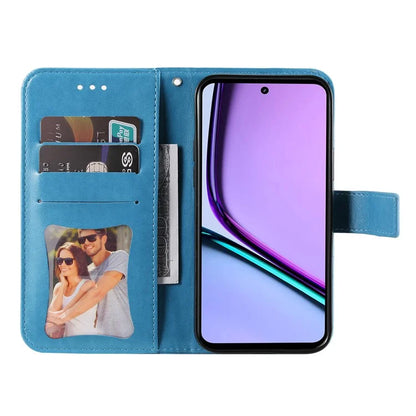 For Realme C67 4G Case Flower Leather Phone Cover with Hand Strap