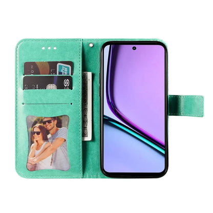 For Realme C67 4G Case Flower Leather Phone Cover with Hand Strap