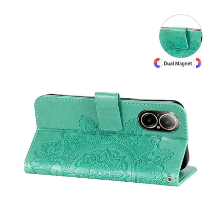 For Realme C67 4G Case Flower Leather Phone Cover with Hand Strap