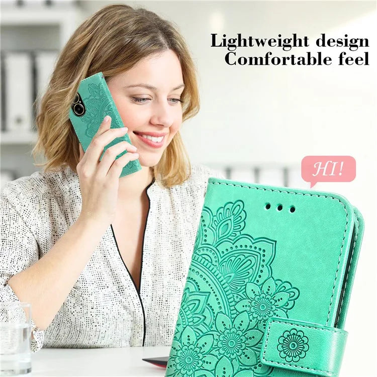 For Realme C67 4G Case Flower Leather Phone Cover with Hand Strap
