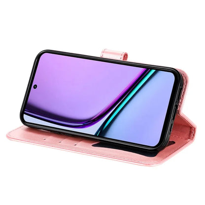 For Realme C67 4G Case Flower Leather Phone Cover with Hand Strap