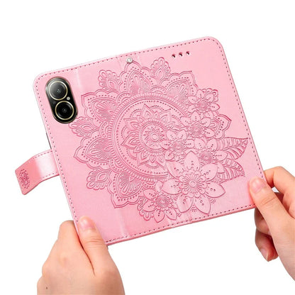For Realme C67 4G Case Flower Leather Phone Cover with Hand Strap