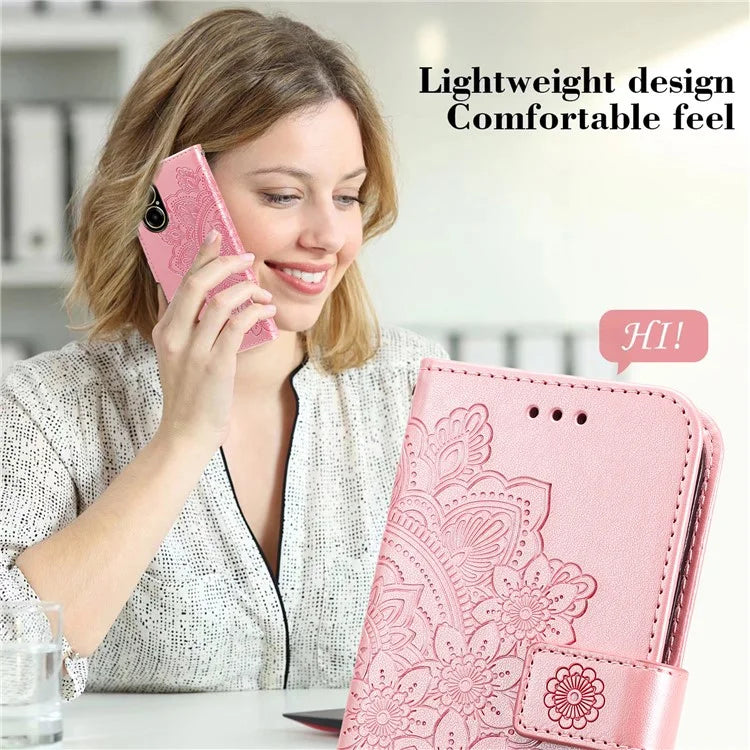 For Realme C67 4G Case Flower Leather Phone Cover with Hand Strap
