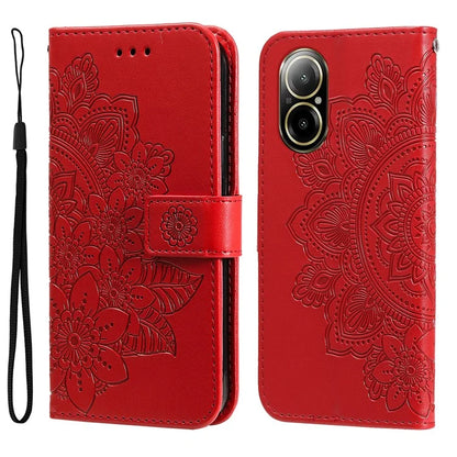 For Realme C67 4G Case Flower Leather Phone Cover with Hand Strap