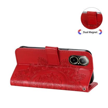 For Realme C67 4G Case Flower Leather Phone Cover with Hand Strap