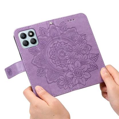For Honor X8b 4G Case Leather Flower Card Slots Phone Shell
