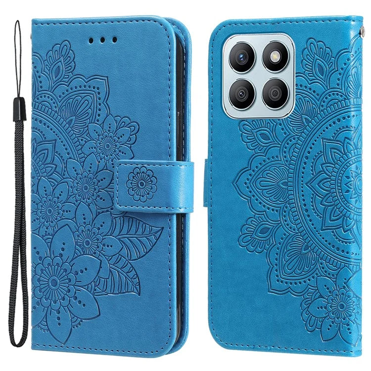 For Honor X8b 4G Case Leather Flower Card Slots Phone Shell