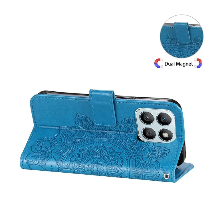 For Honor X8b 4G Case Leather Flower Card Slots Phone Shell