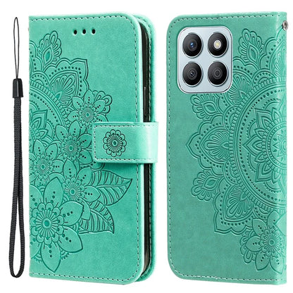 For Honor X8b 4G Case Leather Flower Card Slots Phone Shell