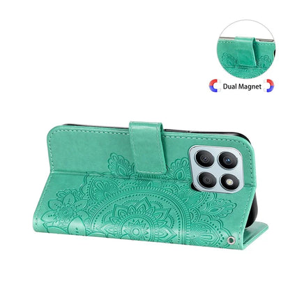 For Honor X8b 4G Case Leather Flower Card Slots Phone Shell