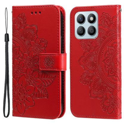 For Honor X8b 4G Case Leather Flower Card Slots Phone Shell