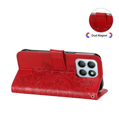 For Honor X8b 4G Case Leather Flower Card Slots Phone Shell