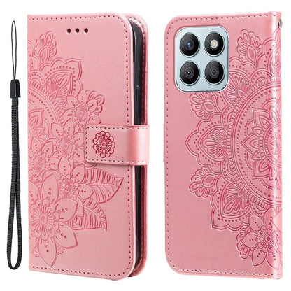 For Honor X8b 4G Case Leather Flower Card Slots Phone Shell