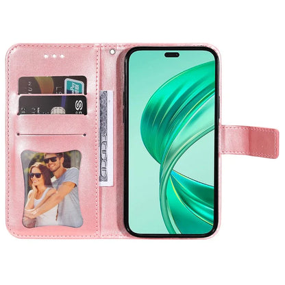 For Honor X8b 4G Case Leather Flower Card Slots Phone Shell