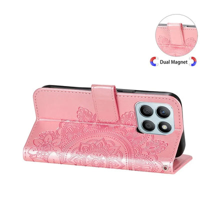 For Honor X8b 4G Case Leather Flower Card Slots Phone Shell