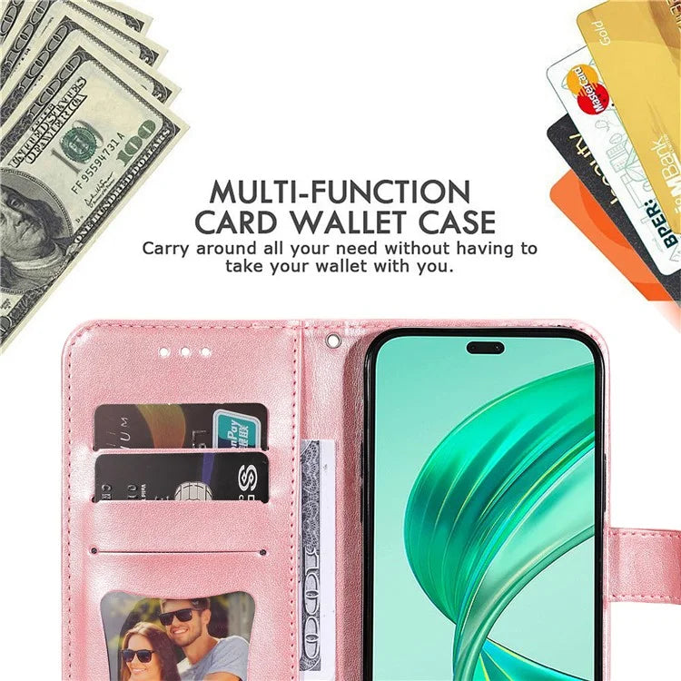 For Honor X8b 4G Case Leather Flower Card Slots Phone Shell