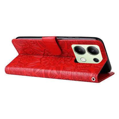 For Xiaomi Redmi Note 13 4G Case Wallet Imprinted Phone Cover with Hand Strap