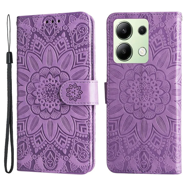 For Xiaomi Redmi Note 13 4G Case Wallet Imprinted Phone Cover with Hand Strap