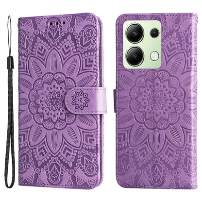For Xiaomi Redmi Note 13 4G Case Wallet Imprinted Phone Cover with Hand Strap