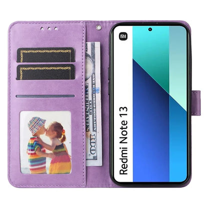 For Xiaomi Redmi Note 13 4G Case Wallet Imprinted Phone Cover with Hand Strap