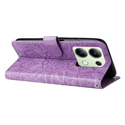 For Xiaomi Redmi Note 13 4G Case Wallet Imprinted Phone Cover with Hand Strap