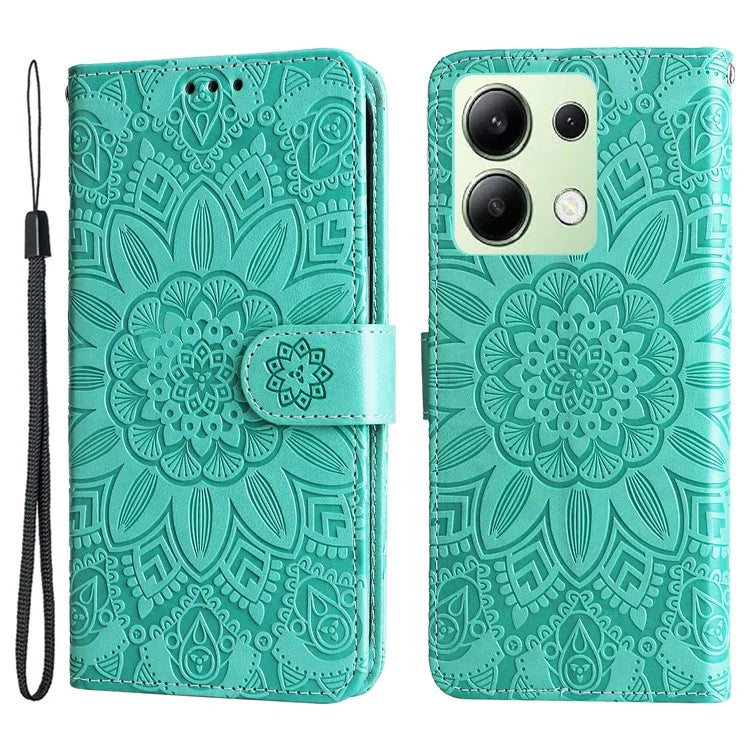 For Xiaomi Redmi Note 13 4G Case Wallet Imprinted Phone Cover with Hand Strap