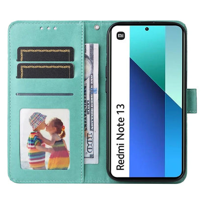 For Xiaomi Redmi Note 13 4G Case Wallet Imprinted Phone Cover with Hand Strap