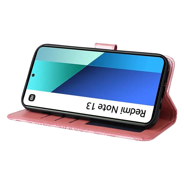 For Xiaomi Redmi Note 13 4G Case Wallet Imprinted Phone Cover with Hand Strap