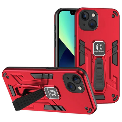 For iPhone 13 Case PC + TPU Kickstand Phone Cover Support Magnetic Car Holder