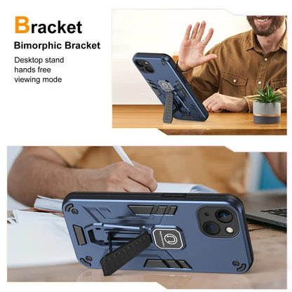 For iPhone 13 Case PC + TPU Kickstand Phone Cover Support Magnetic Car Holder