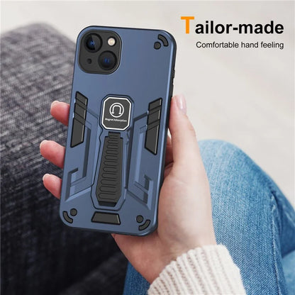 For iPhone 13 Case PC + TPU Kickstand Phone Cover Support Magnetic Car Holder