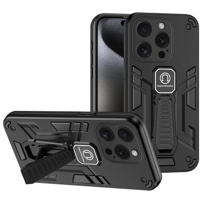 For iPhone 15 Pro Kickstand Case PC + TPU Dual Layer Protective Phone Cover