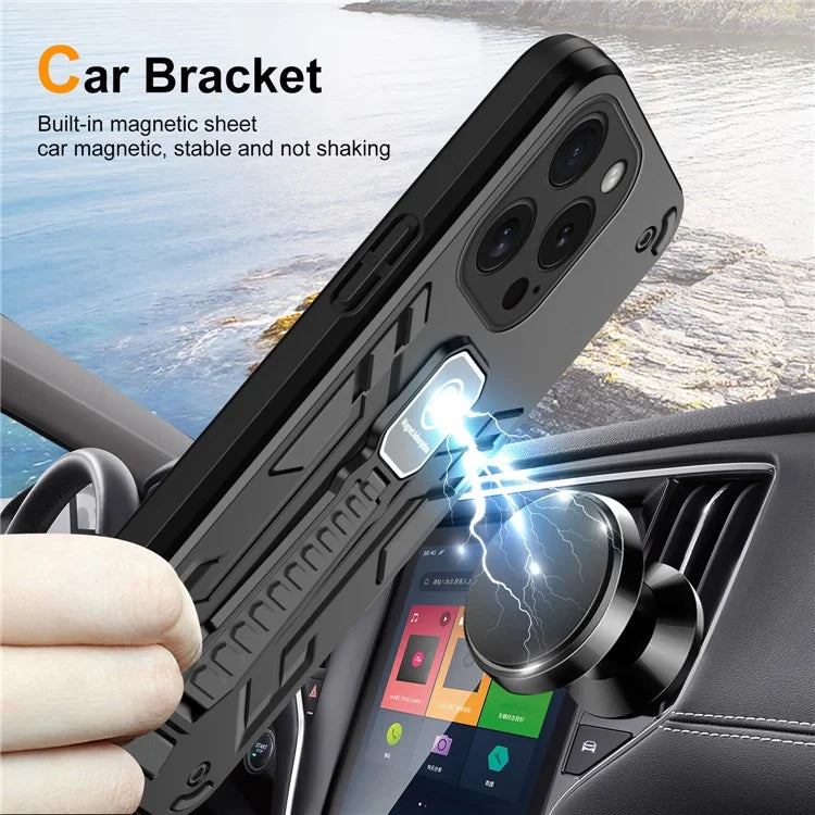 For iPhone 15 Pro Kickstand Case PC + TPU Dual Layer Protective Phone Cover