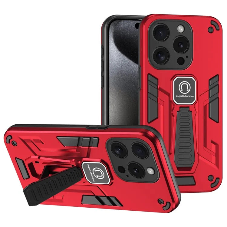 For iPhone 15 Pro Kickstand Case PC + TPU Dual Layer Protective Phone Cover