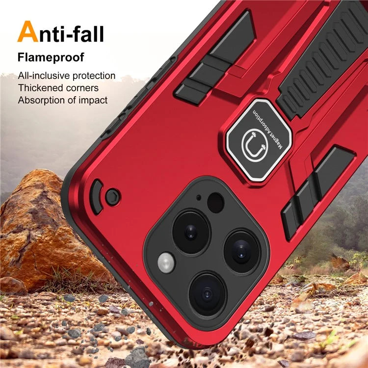 For iPhone 15 Pro Kickstand Case PC + TPU Dual Layer Protective Phone Cover